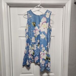 Floral Blue Sleeveless Dress